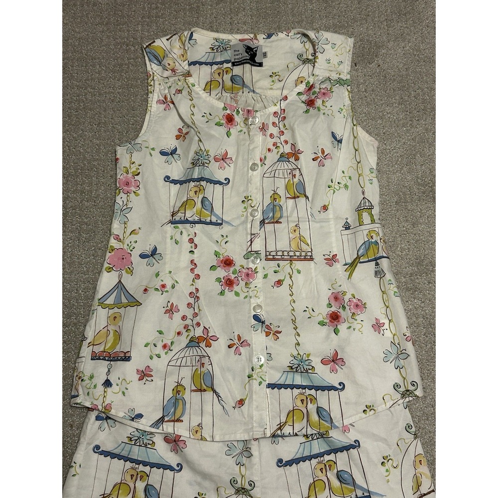 Vintage The Cat's Pajamas Short Set Button Front Birds Short Sleeve Rare‎ - Picture 2 of 16